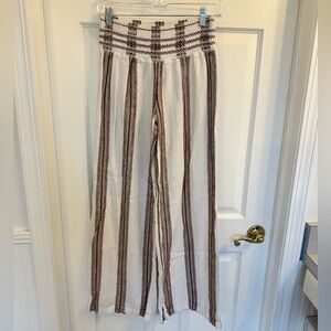 Wide Leg Pants | Brown and White | Size M